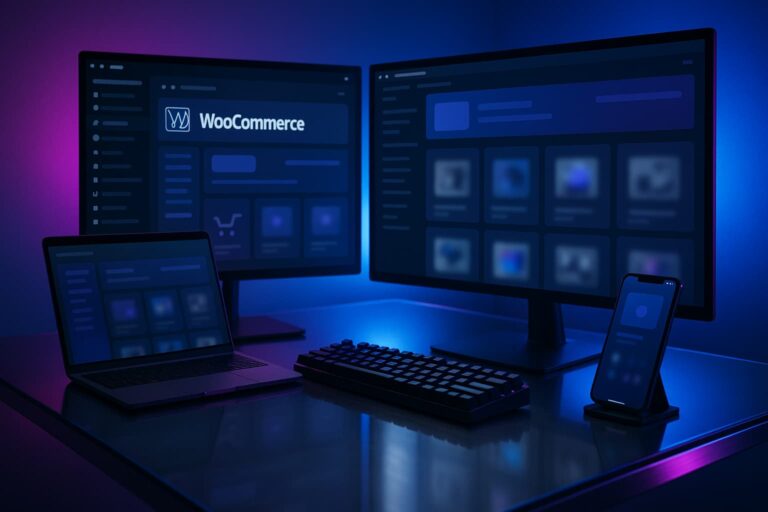 Bureau high-tech WooCommerce pour lancement de boutique en dropshipping avec IA