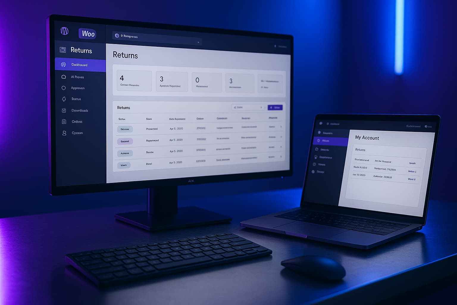 Workflow de retour produit WooCommerce sur poste e-commerce high-tech
